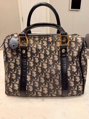 Vintage Christian Dior Oblique Trotter Bowler Bag – Black Canvas BO C 0061